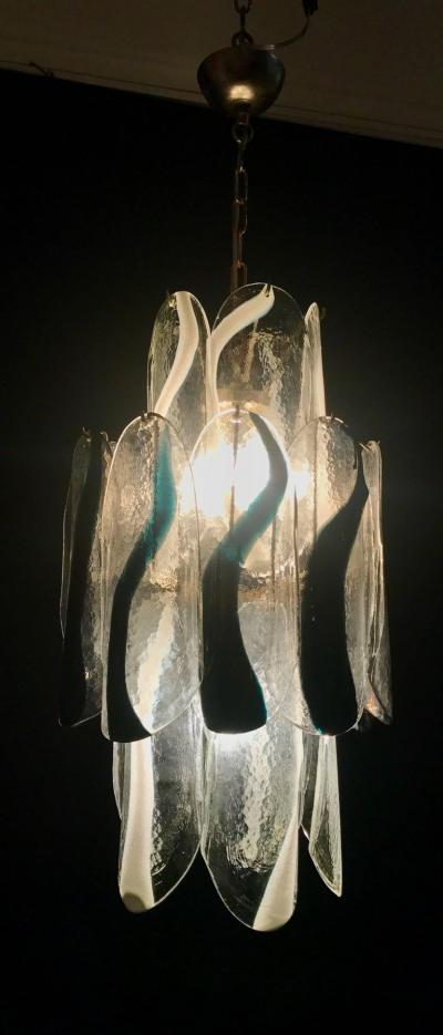  Mazzega Murano Italian Mid century Murano Bicolored Petal Chandelier by Mazzega