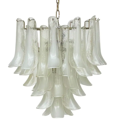 Mazzega Murano Large Mid Century Italian Modern Mazzega Murano Art Glass Chandelier in Chrome
