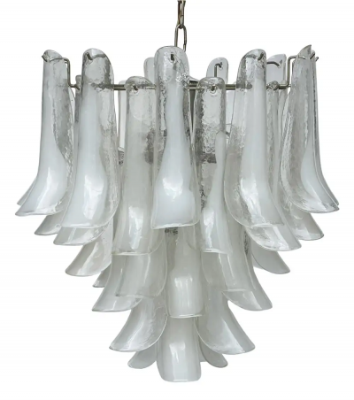 Mazzega Murano Large Mid Century Italian Modern Mazzega Murano Art Glass Chandelier in Chrome