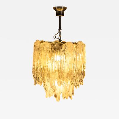  Mazzega Murano Mazzega Chandelier in Ghiaccio Murano Glass Italy 1950s