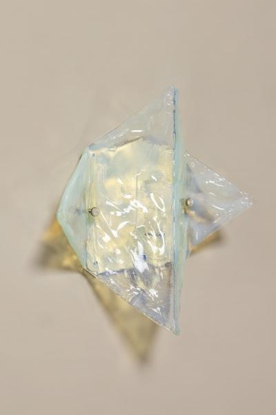  Mazzega Murano Mazzega Wall Lamp In Light Blue Murano Glass Italy 1970s