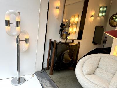  Mazzega Murano Metal Chain Floor Lamp Murano Glass by Aldo Nason for Mazzega Italy 1970s