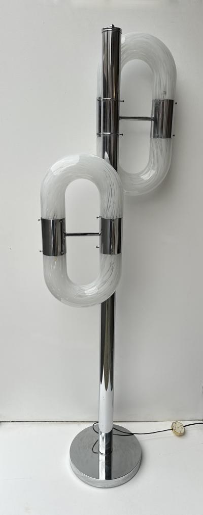  Mazzega Murano Metal Chain Floor Lamp Murano Glass by Aldo Nason for Mazzega Italy 1970s