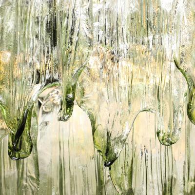  Mazzega Murano Mid Century 3 Tier Hand Blown Murano Green Glass Fiamme Chandelier by Mazzega