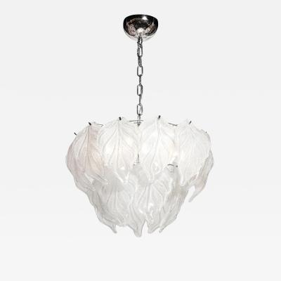  Mazzega Murano Mid Century Hand Blown Leaf Form Mottled Murano Glass Chandelier by Mazzega