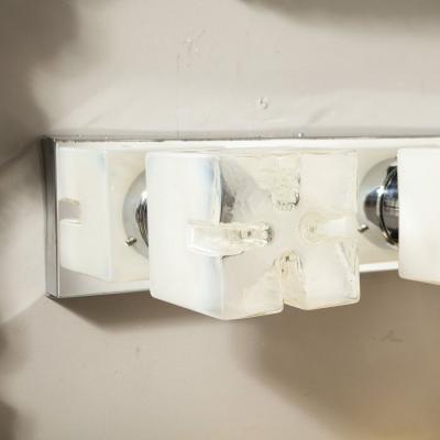  Mazzega Murano Mid Century Hand Blown Murano Glass Polished Nickel Vanity Light by Mazzega