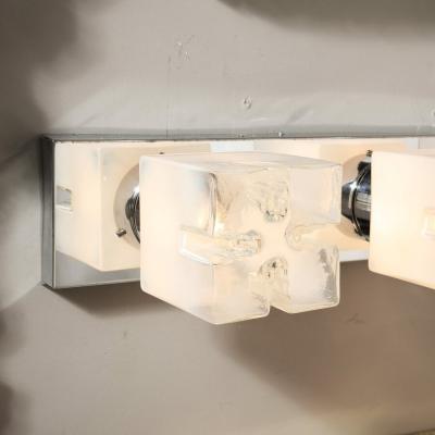  Mazzega Murano Mid Century Hand Blown Murano Glass Polished Nickel Vanity Light by Mazzega