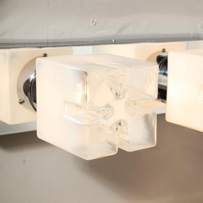  Mazzega Murano Mid Century Hand Blown Murano Glass Polished Nickel Vanity Light by Mazzega