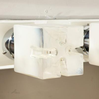  Mazzega Murano Mid Century Hand Blown Murano Glass Polished Nickel Vanity Light by Mazzega