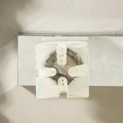  Mazzega Murano Mid Century Hand Blown Murano Glass Polished Nickel Vanity Light by Mazzega