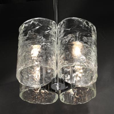  Mazzega Murano Mid Century Hand Blown Murano Mottled Glass Nickel Chandelier by Mazzega