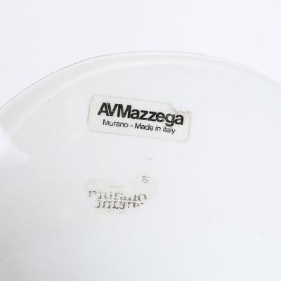  Mazzega Murano Mid Century Hand Blown White Murano Glass Geometric Flower Vase signed Mazzega