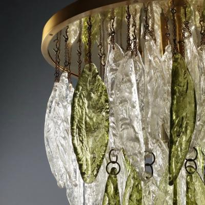  Mazzega Murano Mid Century Italian Murano Glass Palmette Chandelier by Mazzega