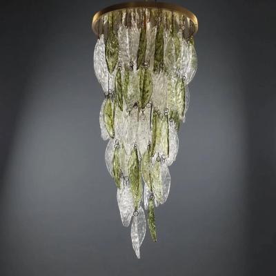 Mazzega Murano Mid Century Italian Murano Glass Palmette Chandelier by Mazzega