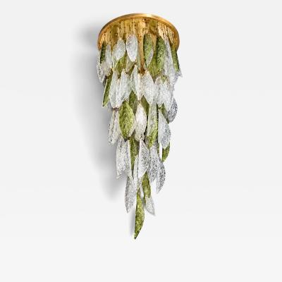  Mazzega Murano Mid Century Italian Murano Glass Palmette Chandelier by Mazzega