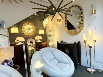  Mazzega Murano Mid Century Modern Brass Reed Floor Lamp Murano Glass by Mazzega Italy 1970s