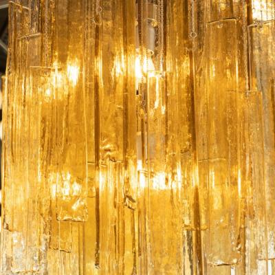  Mazzega Murano Mid Century Modern Rectilinear Hand Blown Smoked Amber Glass Mosaic by Mazzega