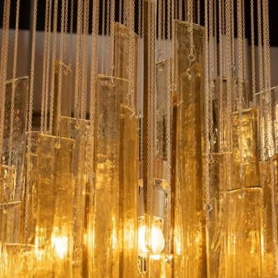  Mazzega Murano Mid Century Modern Rectilinear Hand Blown Smoked Amber Glass Mosaic by Mazzega