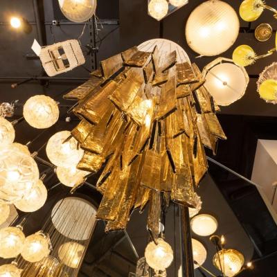  Mazzega Murano Mid Century Modern Rectilinear Hand Blown Smoked Amber Glass Mosaic by Mazzega