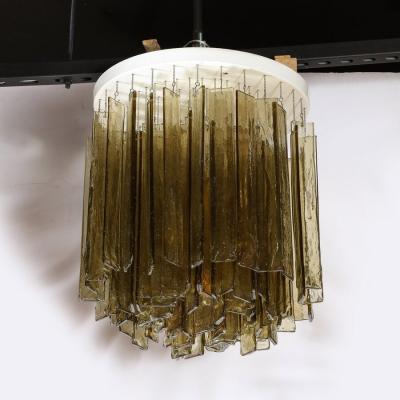 Mazzega Murano Mid Century Modern Rectilinear Hand Blown Smoked Amber Glass Mosaic by Mazzega