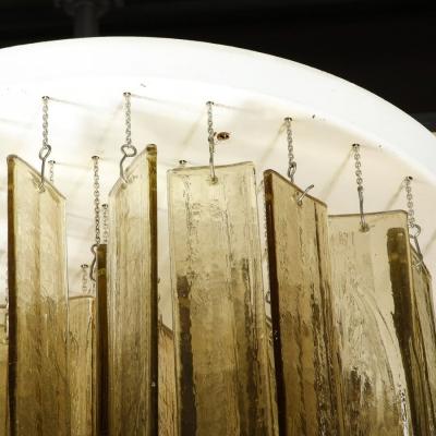 Mazzega Murano Mid Century Modern Rectilinear Hand Blown Smoked Amber Glass Mosaic by Mazzega