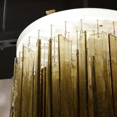 Mazzega Murano Mid Century Modern Rectilinear Hand Blown Smoked Amber Glass Mosaic by Mazzega