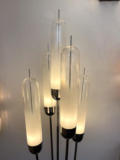  Mazzega Murano Mid Century Modern Reed Floor Lamp Murano Glass Metal by Mazzega Italy 1970s