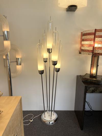  Mazzega Murano Mid Century Modern Reed Floor Lamp Murano Glass Metal by Mazzega Italy 1970s