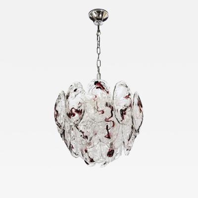  Mazzega Murano Mid Century Modernist Hand Blown Murano Glass Chandelier by Mazzega