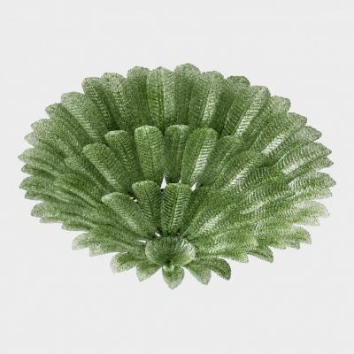  Mazzega Murano Monumental Imperial Luxury Venetian Green Leaves Graniglia Murano Glass Flush