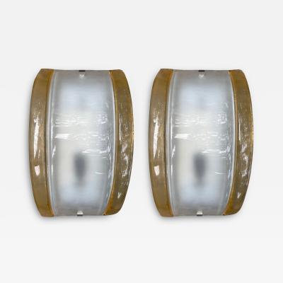  Mazzega Murano Pair Of Murano Glass Sconces By Mazzega