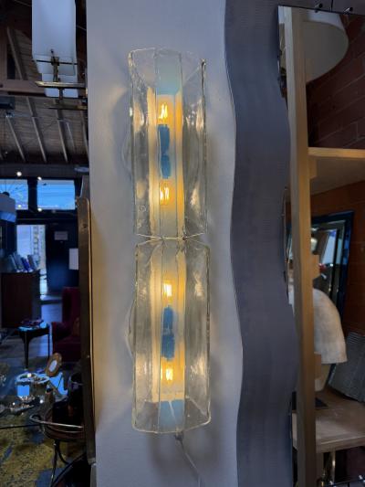  Mazzega Murano Pair of Italian Murano Glass Double Sconces by Mazzega