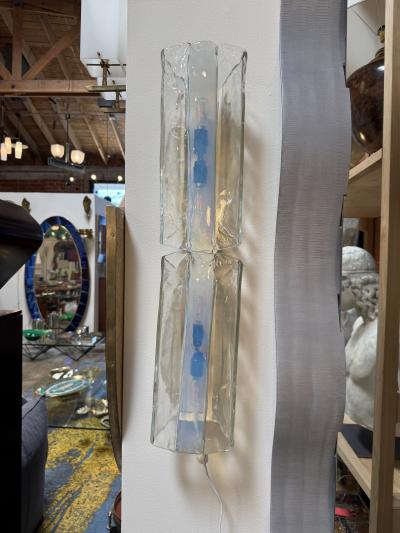  Mazzega Murano Pair of Italian Murano Glass Double Sconces by Mazzega