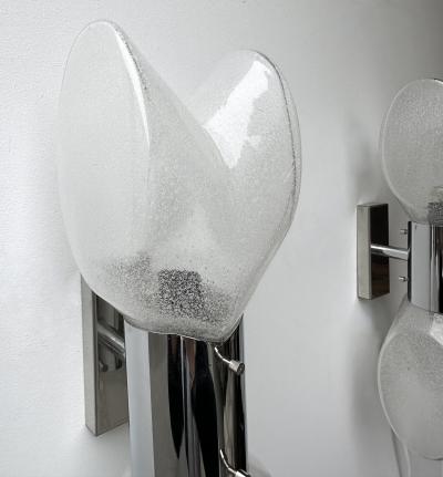  Mazzega Murano Pair of Metal Sconces Murano Glass by Aldo Nason for Mazzega Italy 1970s