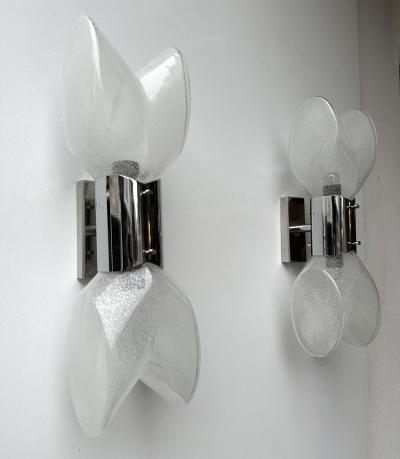  Mazzega Murano Pair of Metal Sconces Murano Glass by Aldo Nason for Mazzega Italy 1970s