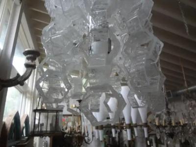 Mazzega Murano Pair of Murano Glass Mid Century Modern Chain Link Chandeliers