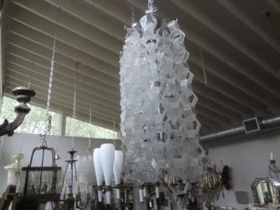 Mazzega Murano Pair of Murano Glass Mid Century Modern Chain Link Chandeliers