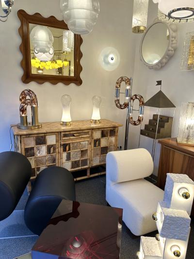 Mazzega Murano Pair of Murano Glass and Brass Lamps by Mazzega Italy 1970s