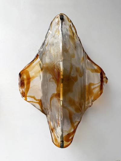 Mazzega Murano Pair of Sconces Amber Murano Glass by Mazzega Italy 1970s