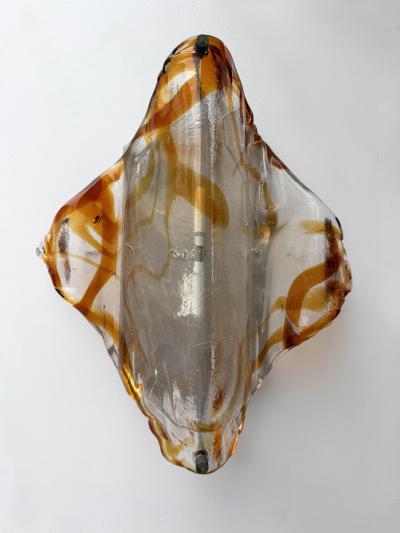  Mazzega Murano Pair of Sconces Amber Murano Glass by Mazzega Italy 1970s