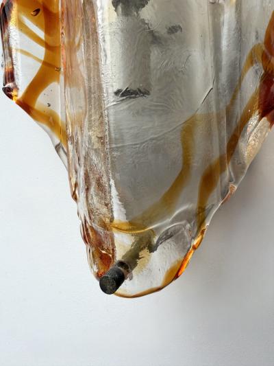  Mazzega Murano Pair of Sconces Amber Murano Glass by Mazzega Italy 1970s