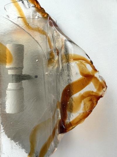  Mazzega Murano Pair of Sconces Amber Murano Glass by Mazzega Italy 1970s