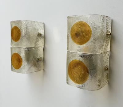  Mazzega Murano Pair of Sconces Murano Glass by Mazzega Italy 1970s