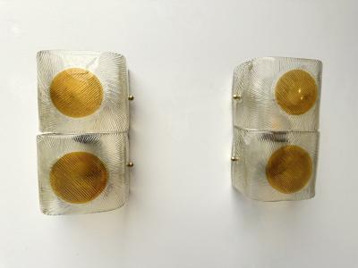  Mazzega Murano Pair of Sconces Murano Glass by Mazzega Italy 1970s