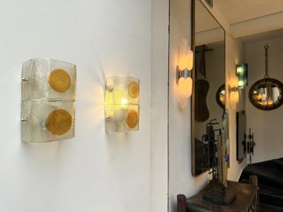  Mazzega Murano Pair of Sconces Murano Glass by Mazzega Italy 1970s
