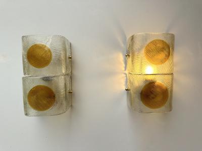  Mazzega Murano Pair of Sconces Murano Glass by Mazzega Italy 1970s