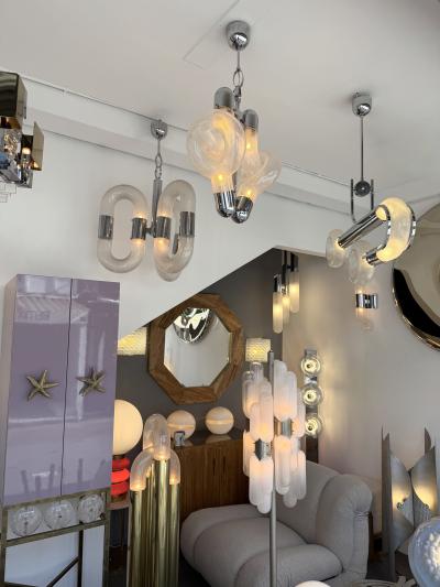 Mazzega Murano Pendant Lighting Murano Glass and Metal by Aldo Nason for Mazzega Italy 1970s