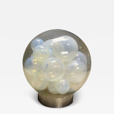  Mazzega Murano RARE AMAZING BLOWN MURANO GLASS GLOBE LAMP WITH FLOATING OPALESCENT BALLS