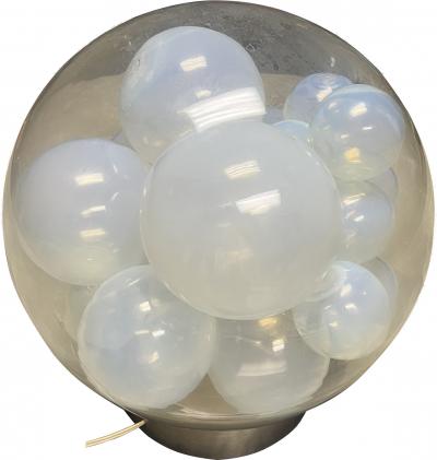  Mazzega Murano RARE AMAZING BLOWN MURANO GLASS GLOBE LAMP WITH FLOATING OPALESCENT BALLS
