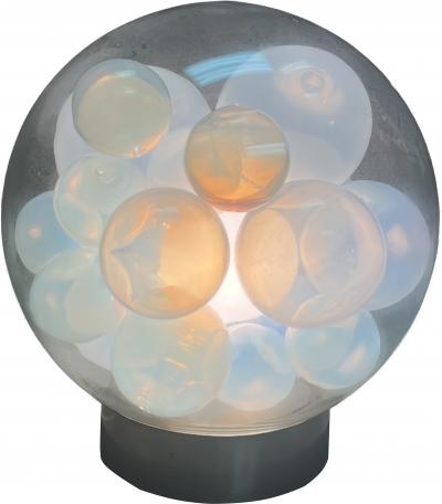  Mazzega Murano RARE AMAZING BLOWN MURANO GLASS GLOBE LAMP WITH FLOATING OPALESCENT BALLS